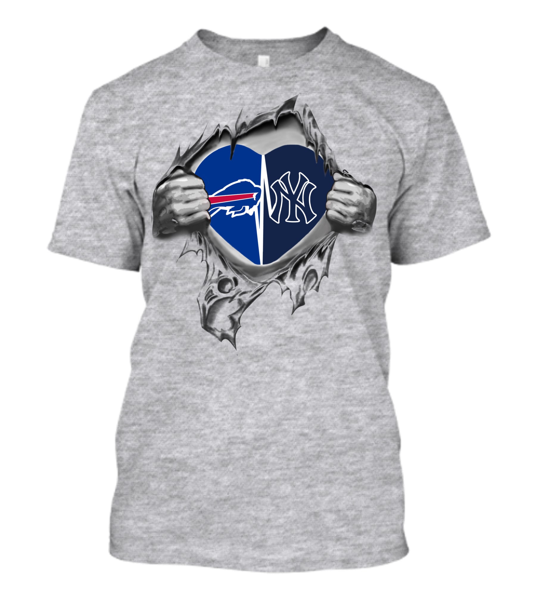 Buffalo Bills New York Yankees Heart Logo Combination T-Shirt