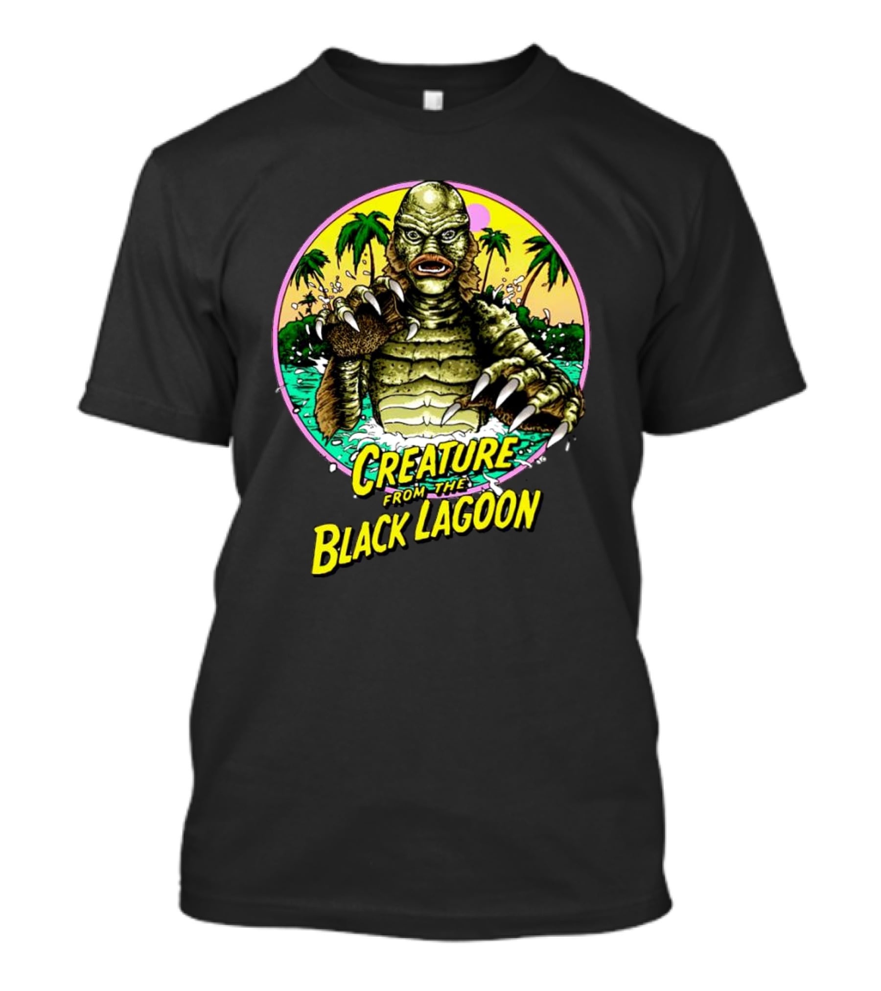 Creature From The Black Lagoon Retro Monster Beach Scene T-Shirt