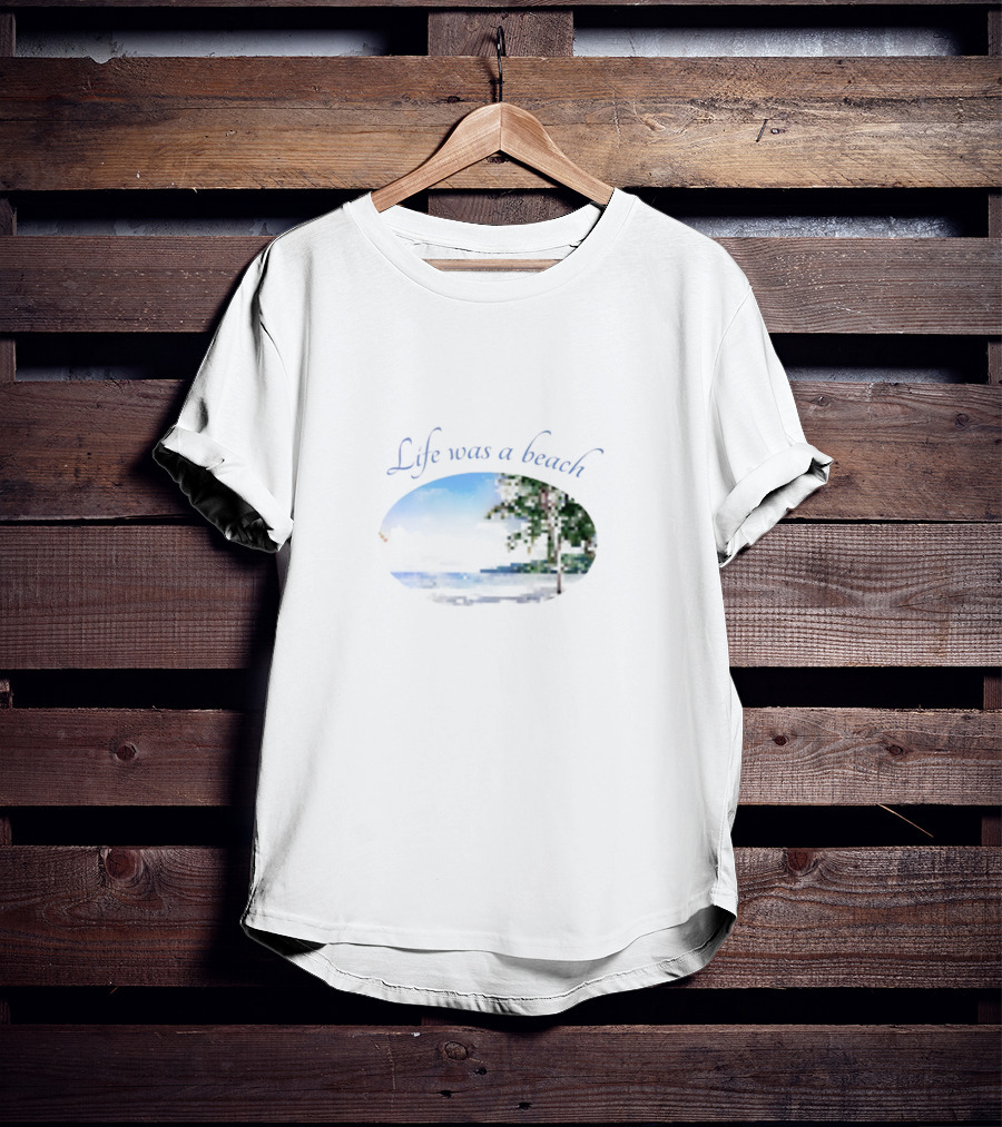 Life Was A Beach Ocean Night Palm Tree Scene T-Shirt
