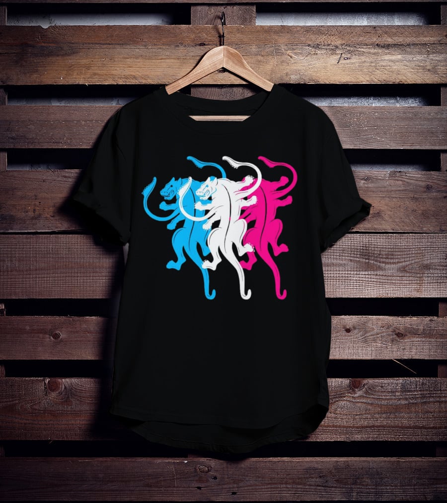 Displaced Blue White Red Panther Trio T-Shirt