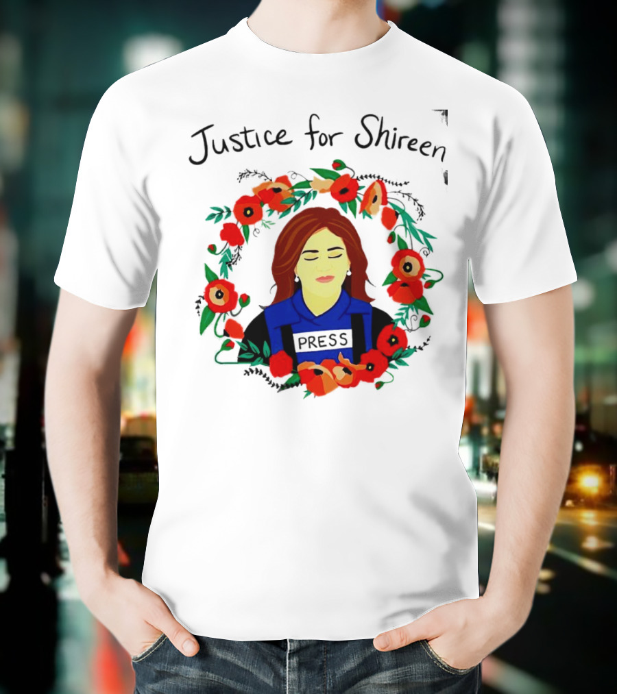 Justice For Shireen Press Floral Wreath T-Shirt