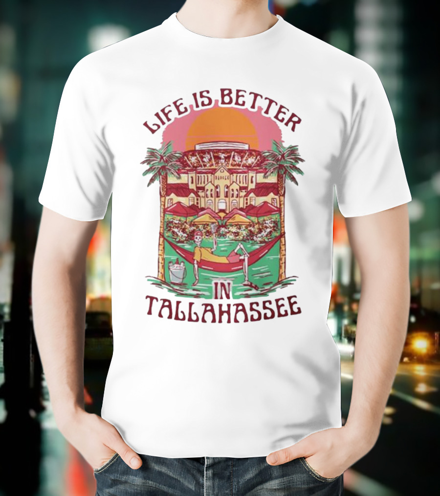 Life Is Better In Tallahassee Skeleton Hammock Scene T-Shirt