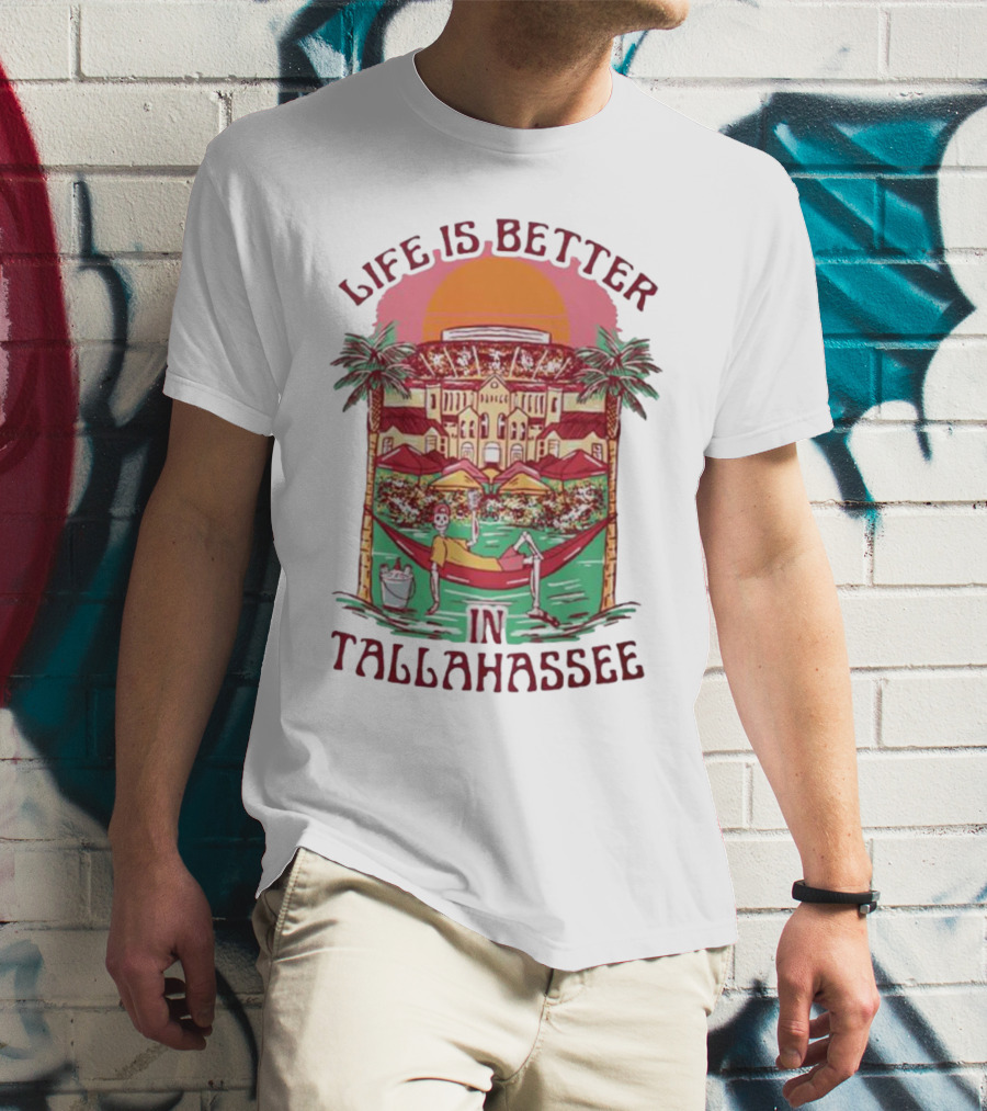 Life Is Better In Tallahassee Skeleton Hammock Scene T-Shirt