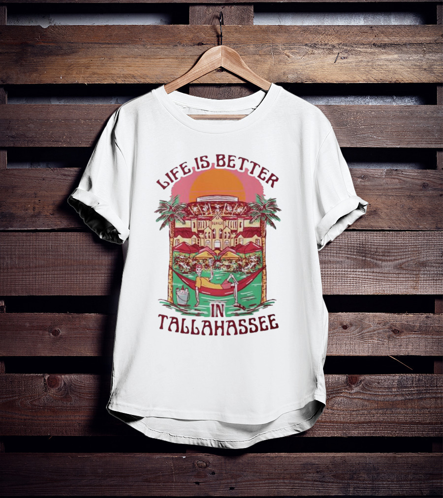 Life Is Better In Tallahassee Skeleton Hammock Scene T-Shirt