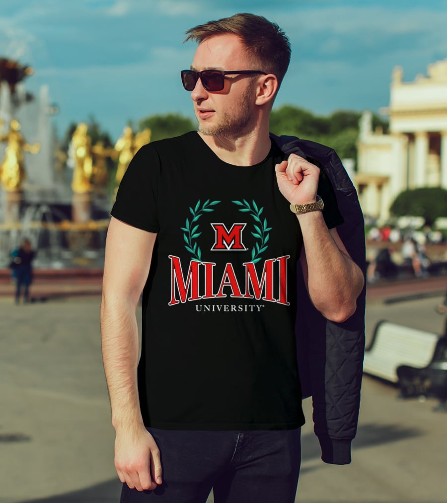 Miami University Red M Laurels Emblem T-Shirt