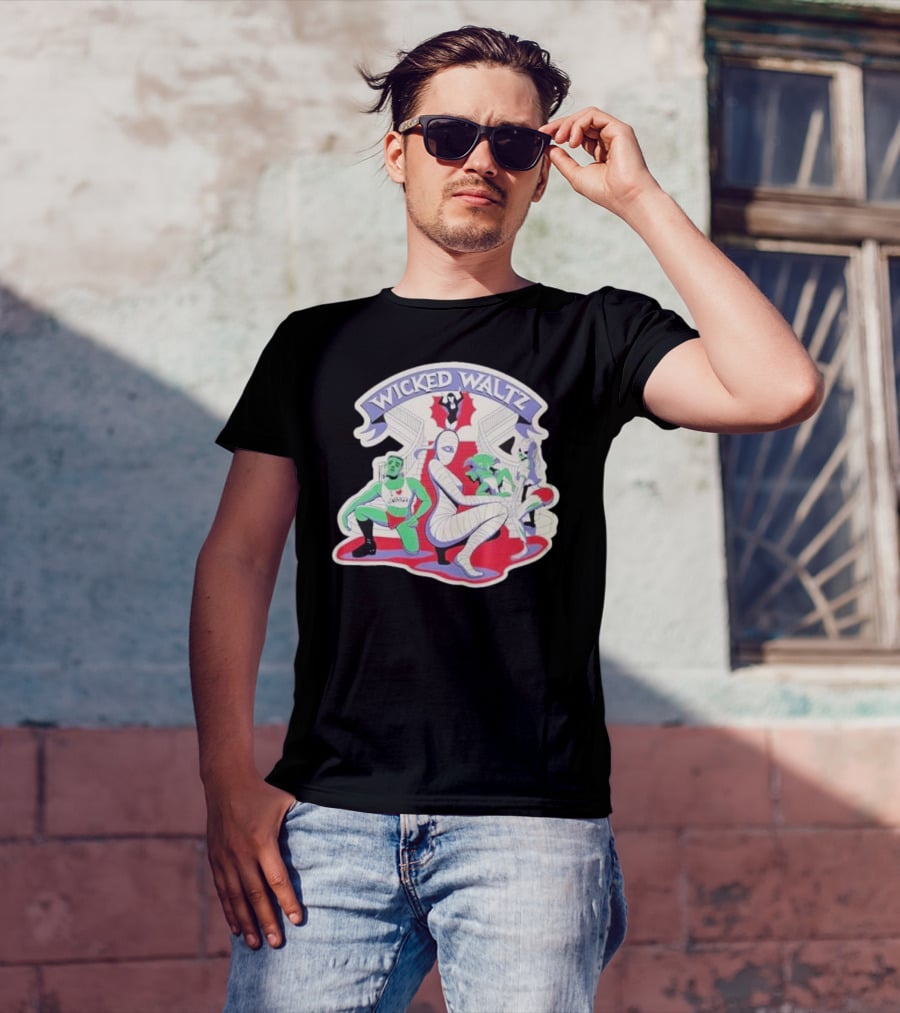 Wicked Waltz Monsters Dracula Frankenstein Mummy Bride T-Shirt