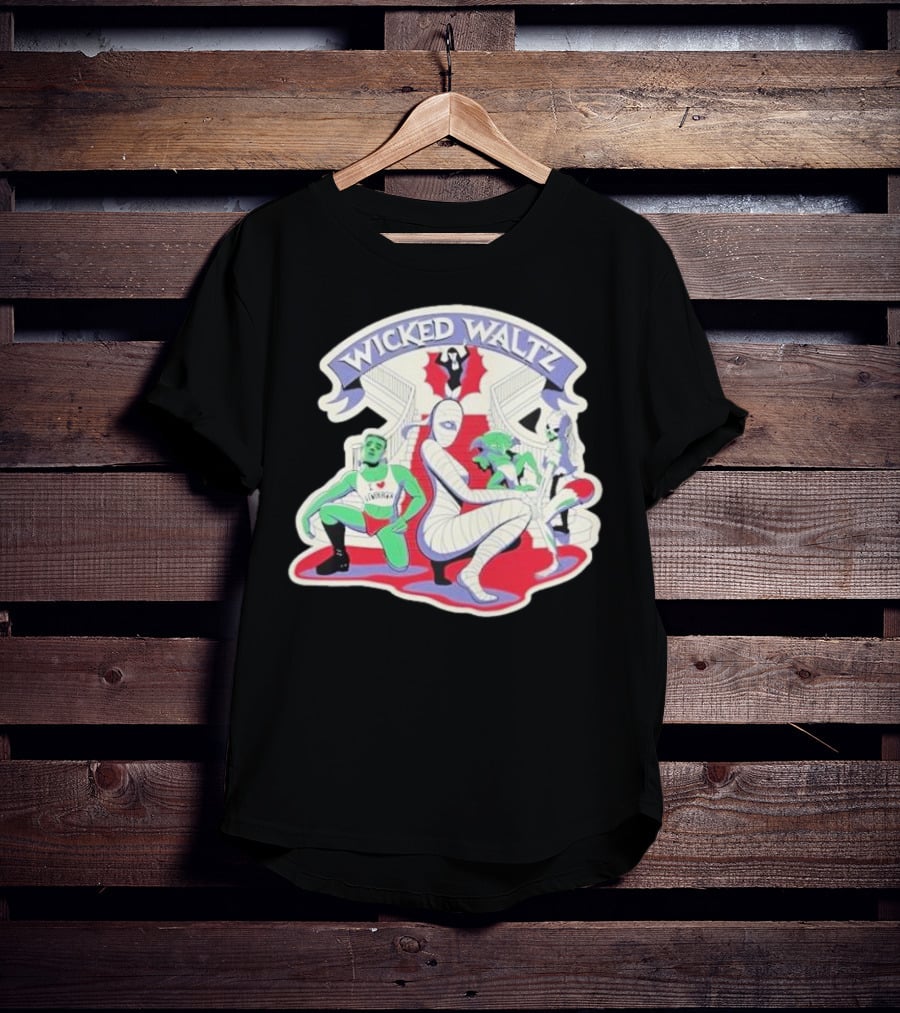 Wicked Waltz Monsters Dracula Frankenstein Mummy Bride T-Shirt