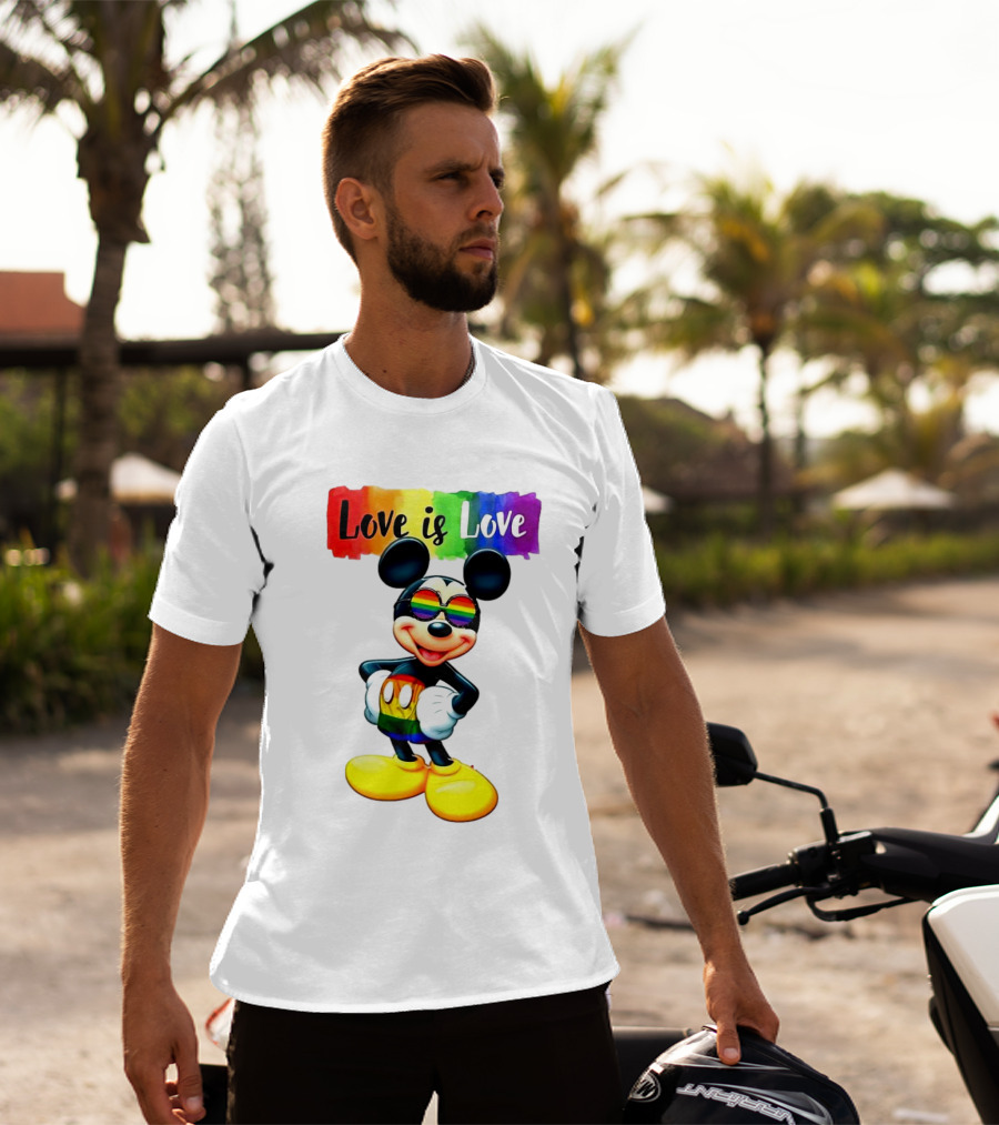 Mickey Mouse Love Is Love Rainbow Happy Pride T-Shirt