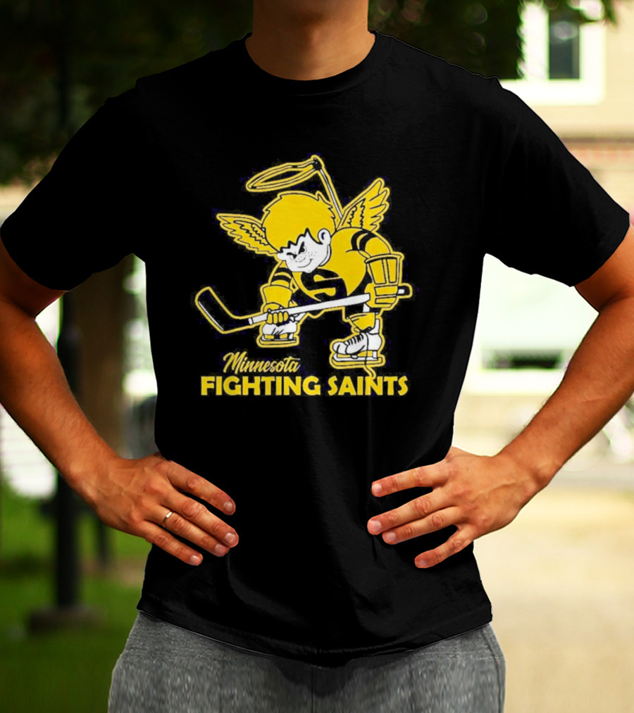 Minnesota Fighting Saints Hockey Mascot Vintage T-Shirt