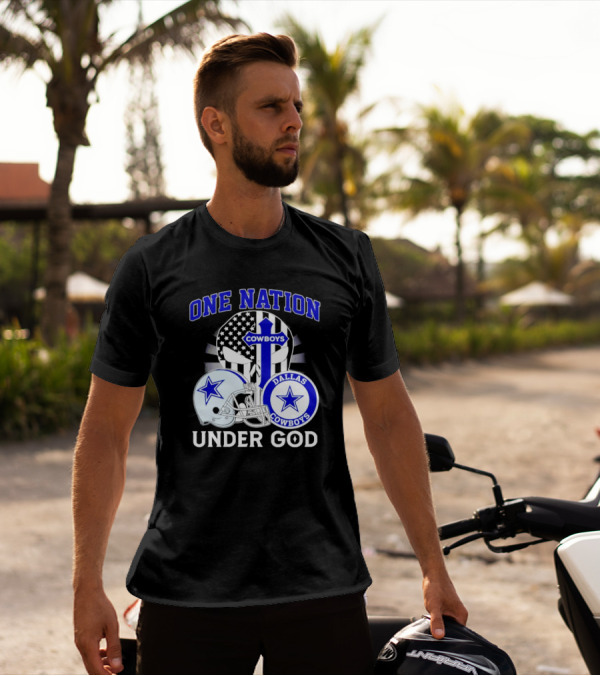 Dallas Cowboys One Nation Under God American Flag Football Helmet Star T-Shirt