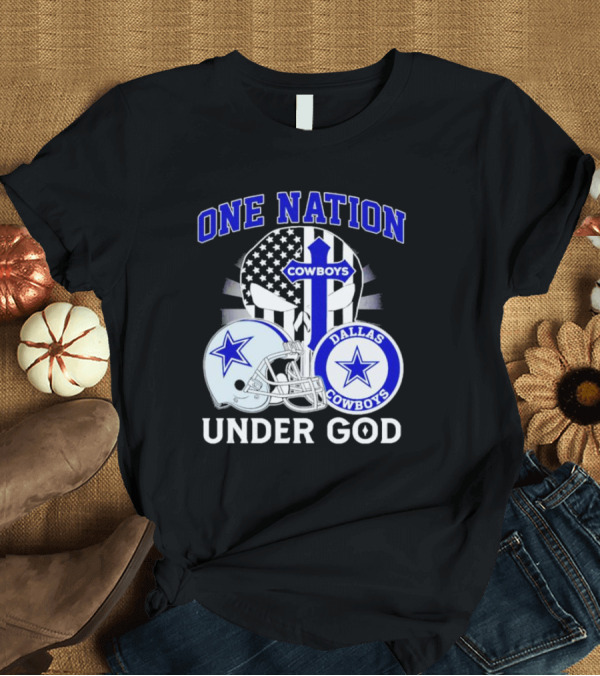 Dallas Cowboys One Nation Under God American Flag Football Helmet Star T-Shirt