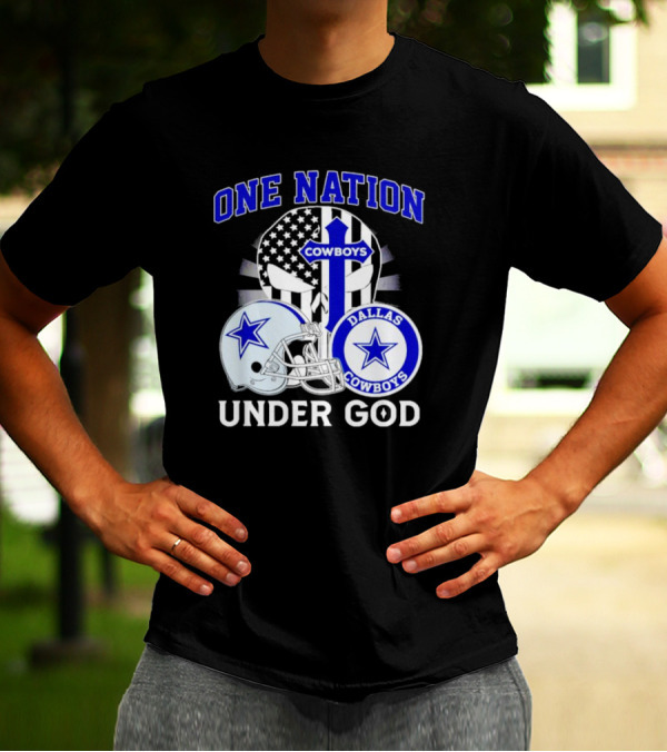 Dallas Cowboys One Nation Under God American Flag Football Helmet Star T-Shirt