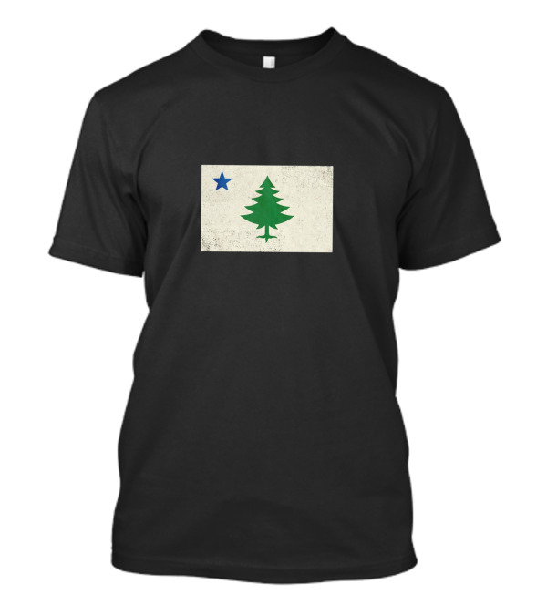 Maine Vintage Flag Pine Tree And Blue Star T-Shirt