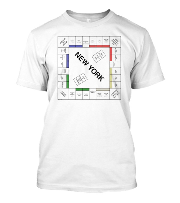 NEW YORK MONOPOLY BOARD GAME PARODY WITH COLORFUL PROPERTY BLOCKS T-Shirt