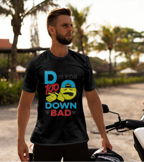 D Is For 100 Emoji Wearing Hat Hands Crossed Down Bad T-Shirt