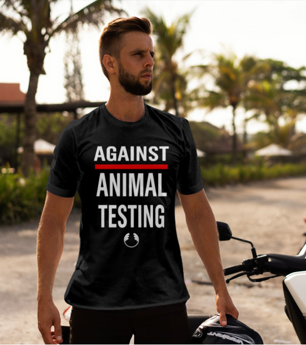 Hurley Bongiovi Against Animal Testing Bold Statement With Red Highlight And Curved T-Shirt
