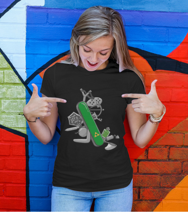 Hyrule Army Knife Multi-Tool Legend Of Zelda Iconic Symbols T-Shirt