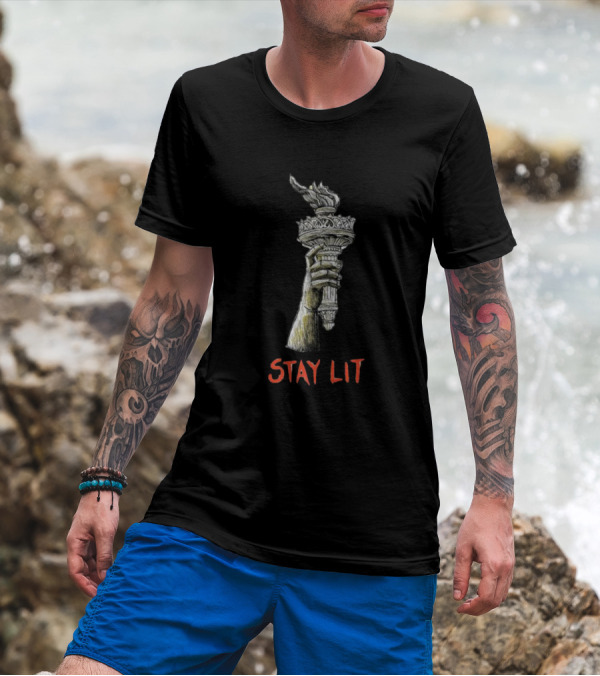 Say No To Autocracy And Fascism Stay Lit Torch Of Liberty T-Shirt
