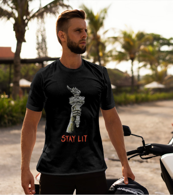 Say No To Autocracy And Fascism Stay Lit Torch Of Liberty T-Shirt