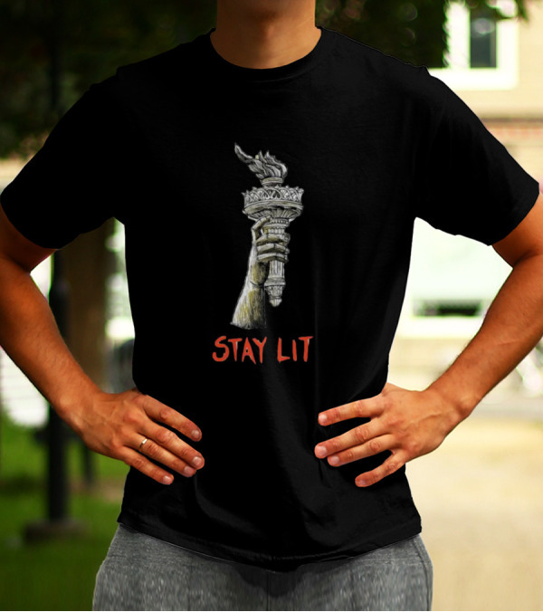 Say No To Autocracy And Fascism Stay Lit Torch Of Liberty T-Shirt