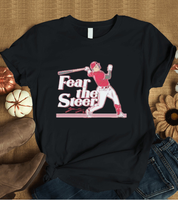 Spencer Steer Fear The Steer Signature Baseball Player T-Shirt