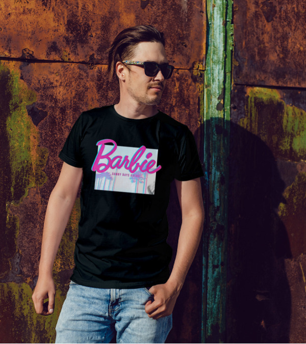 Barbie Sunny Days Ahead Palm Trees Vibrant 3D Text T-Shirt