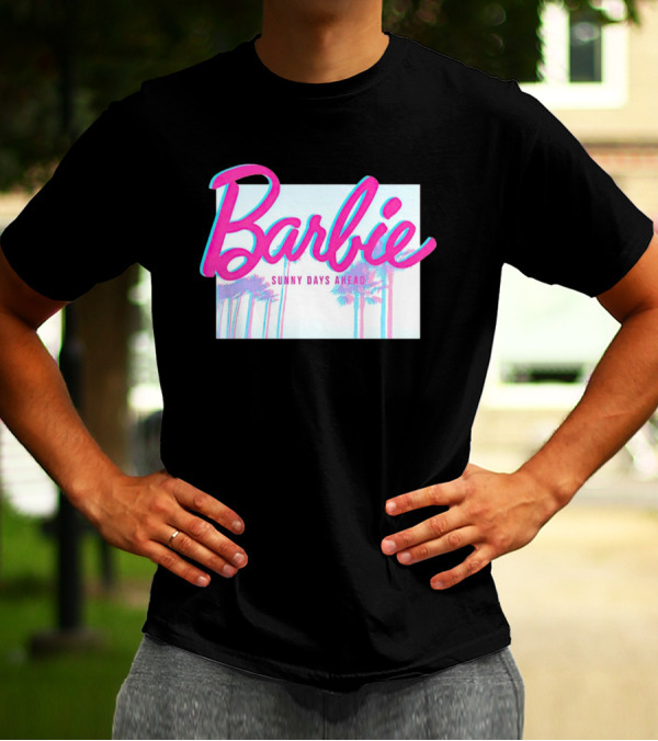 Barbie Sunny Days Ahead Palm Trees Vibrant 3D Text T-Shirt