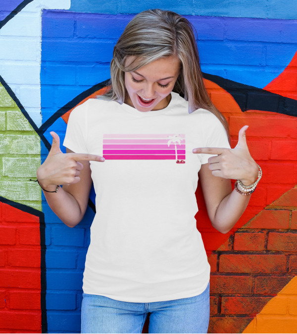 Barbie The Movie Pink Palm Stripe Retro T-Shirt