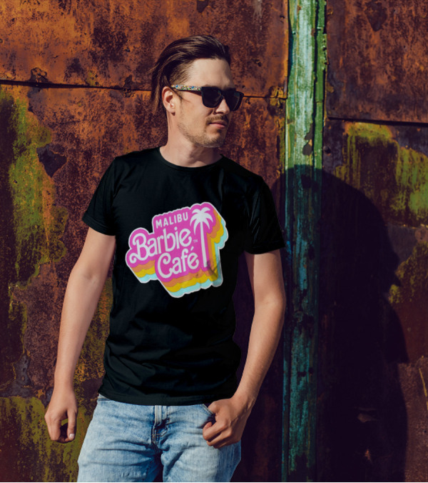 Malibu Barbie Cafe Colorful Retro Logo With Palm Tree T-Shirt