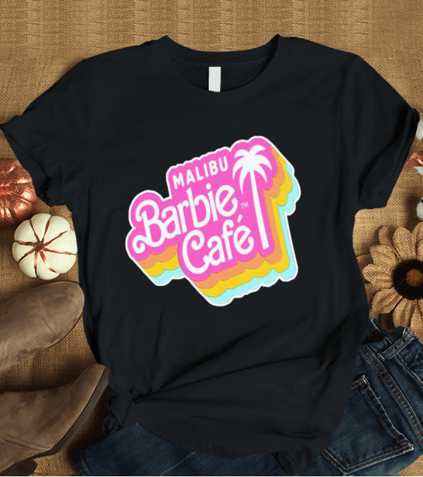 Malibu Barbie Cafe Colorful Retro Logo With Palm Tree T-Shirt