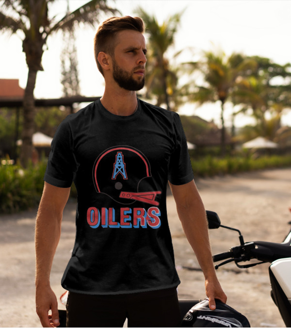 Oilers Football Helmet With Tower T-Shirt