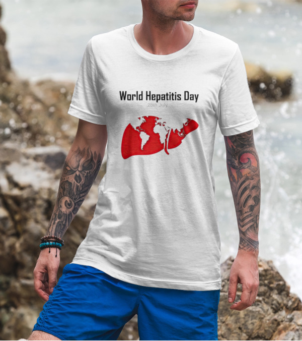 World Hepatitis Day 28th July Red Liver Map T-Shirt