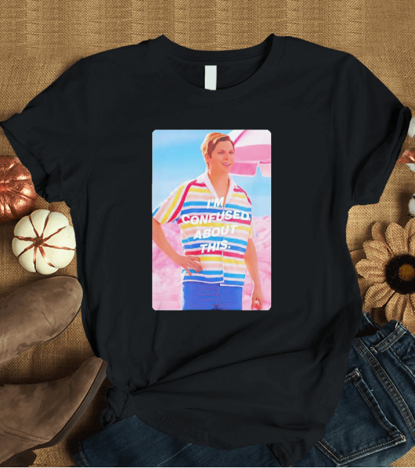 Barbie Allan I'm Confused About This Text Retro Striped T-Shirt