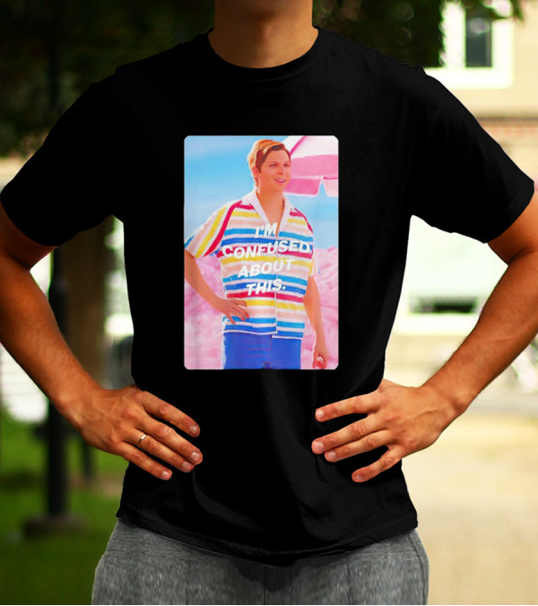Barbie Allan I'm Confused About This Text Retro Striped T-Shirt