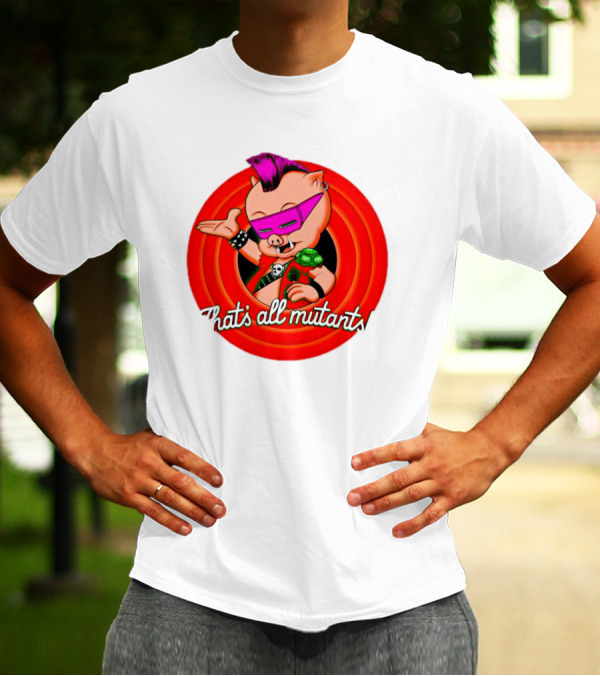 Bebop That's All Mutants Teenage Punk Pig Character In Red Circle T-Shirt