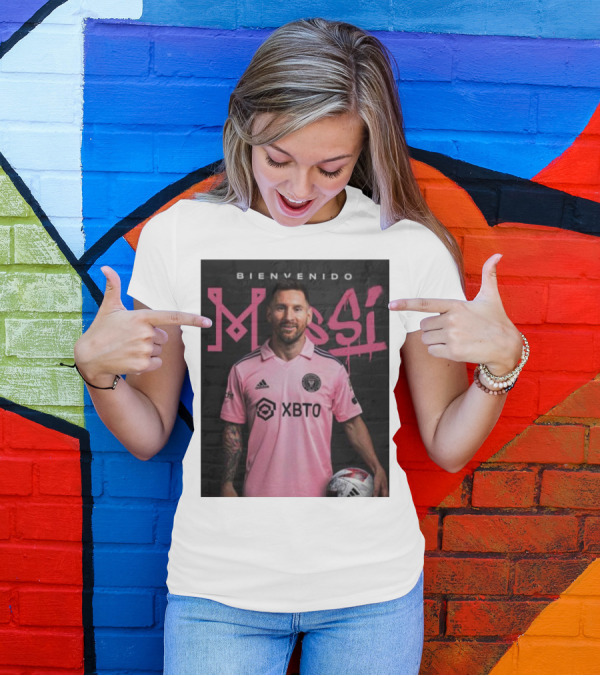 Bienvenido Messi Inter Miami CF Pink Soccer Jersey T-Shirt