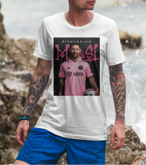 Bienvenido Messi Inter Miami CF Pink Soccer Jersey T-Shirt