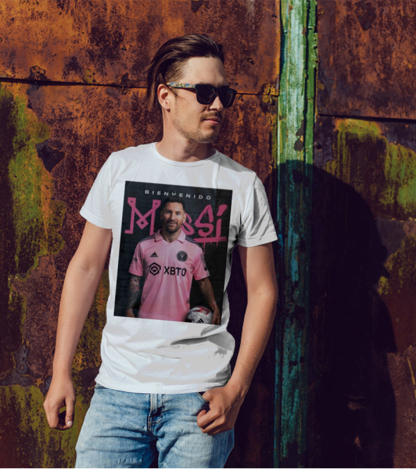 Bienvenido Messi Inter Miami CF Pink Soccer Jersey T-Shirt
