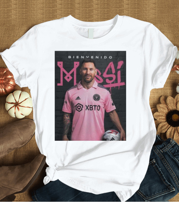 Bienvenido Messi Inter Miami CF Pink Soccer Jersey T-Shirt