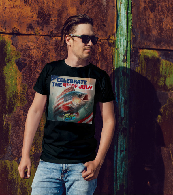 Celebrate The 4th Of July Fishing Clash With Patriotic Fish And American Flags T-Shirt
