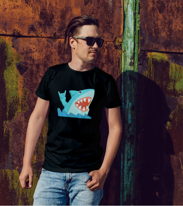 Shark Devil Horns Rock Gesture T-Shirt