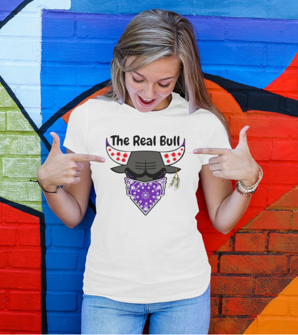 The Real Bull Purple Bandana Horns With Red Accents T-Shirt