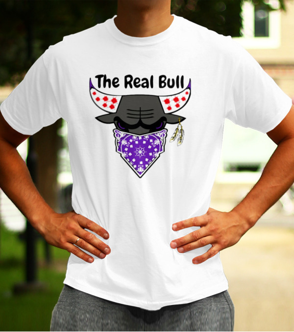 The Real Bull Purple Bandana Horns With Red Accents T-Shirt