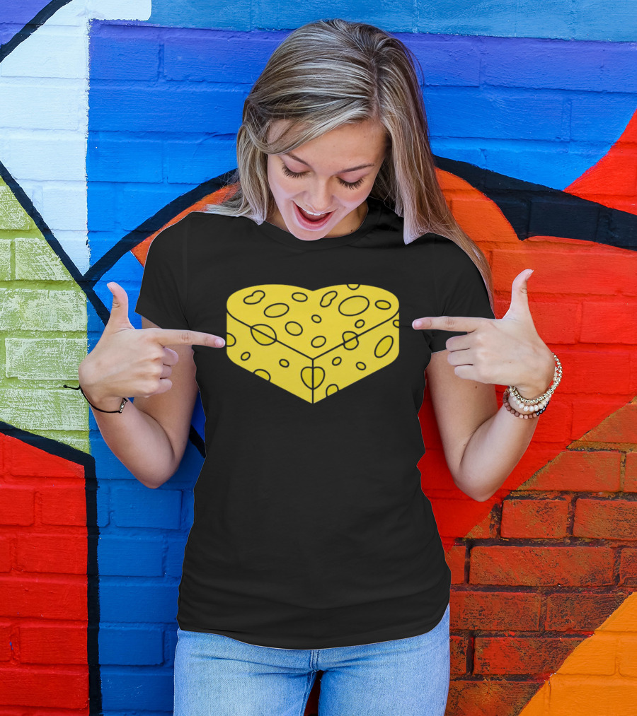 Cheesehead Love Heart-Shaped Cheese Block T-Shirt