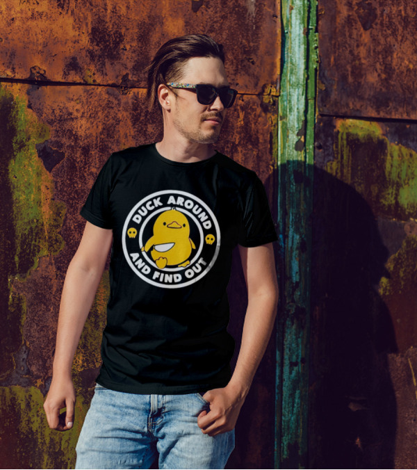Duck Around And Find Out Cute Yellow Duck With Skulls T-Shirt
