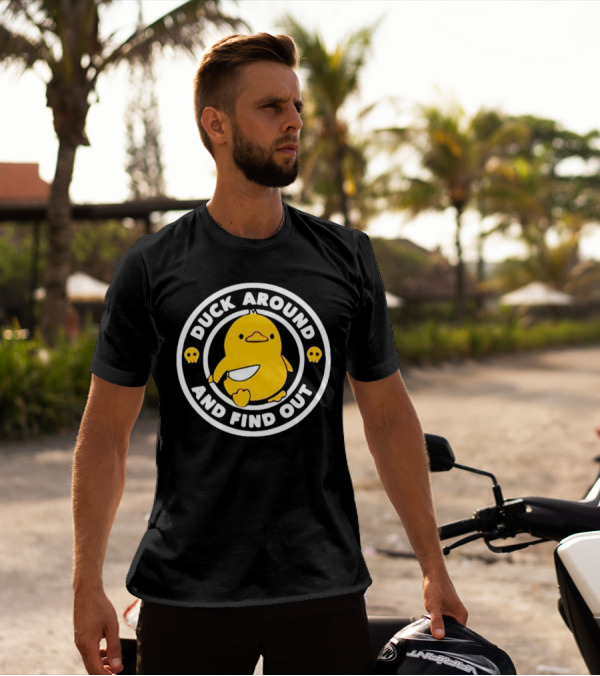 Duck Around And Find Out Cute Yellow Duck With Skulls T-Shirt