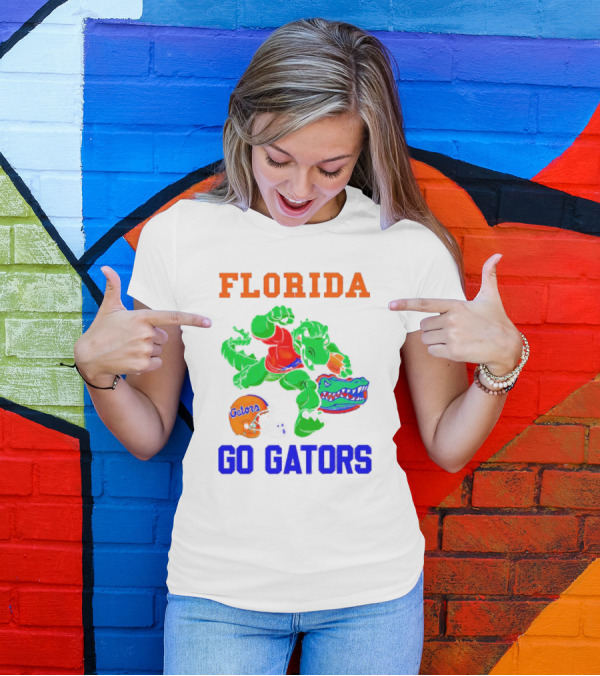 Florida Gators Go Gators Football Alligator With Gators Helmet T-Shirt