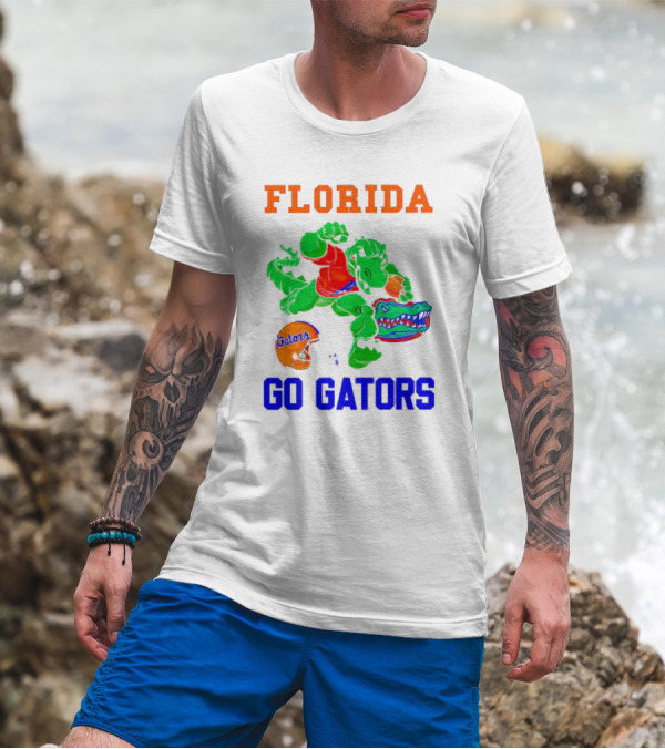 Florida Gators Go Gators Football Alligator With Gators Helmet T-Shirt