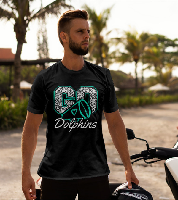GO Dolphins Cheer Megaphone Heart T-Shirt