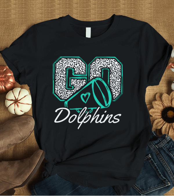 GO Dolphins Cheer Megaphone Heart T-Shirt